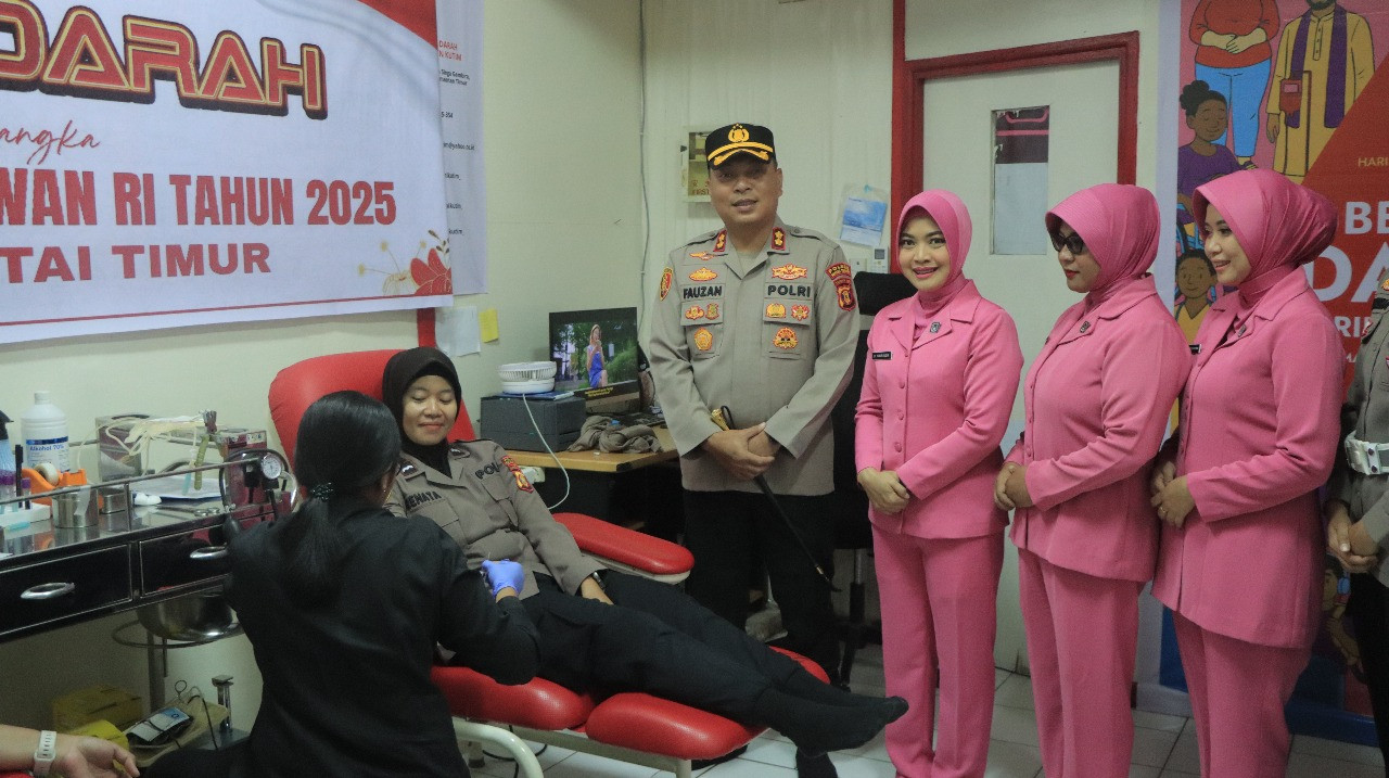 Sambut HUT ke 77 POLWAN KUTIM SUMBANGKAN  DARAH 